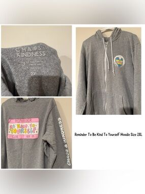 Gray Zip Hoodie - Reminder To Be Kind To Yourself